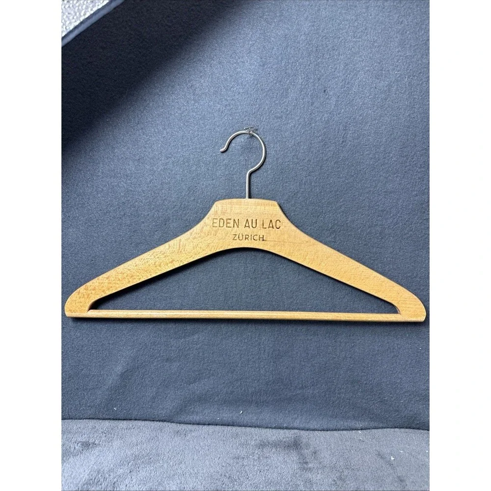 Vintage Wood Clothes Hanger Hotel Eden Au Lac Zurich Switzerland Wooden Coat